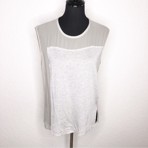 Helmut Lang light gray knit front sheer silk sleeveless top size Medium - Picture 1 of 16
